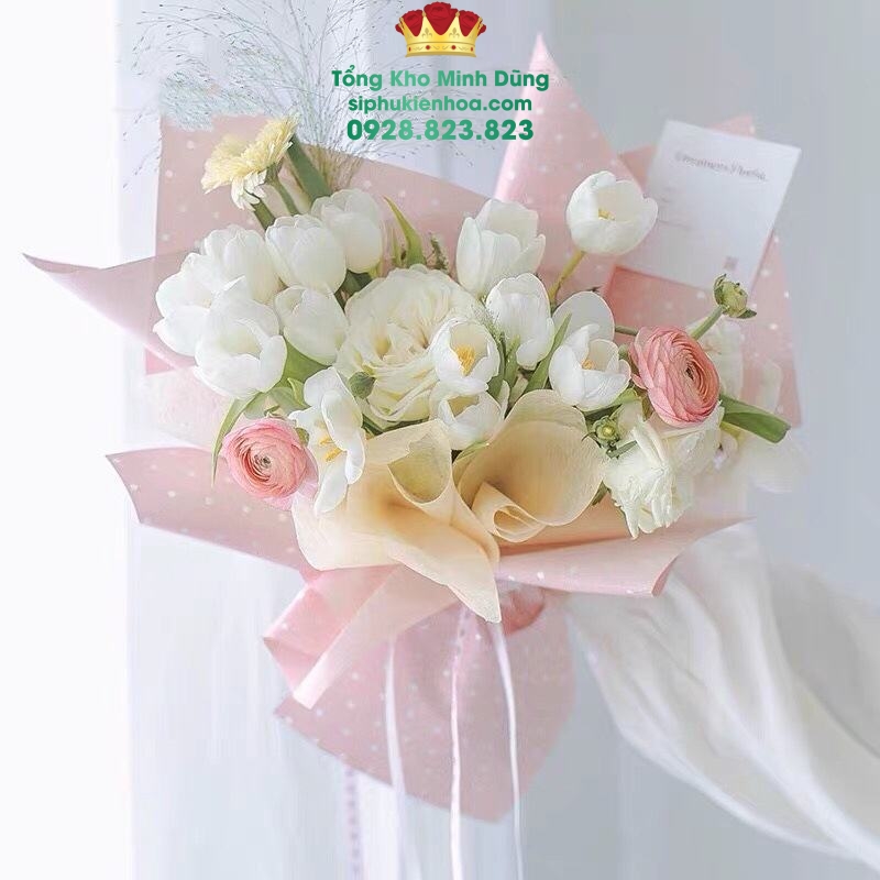 Giấy 1 Mặt Họa Tiết Chấm Bi Cao Cấp - Sỉ Phụ Kiện Hoa Giấy 1 Mặt Họa Tiết Chấm Bi Cao Cấp - Ảnh 2