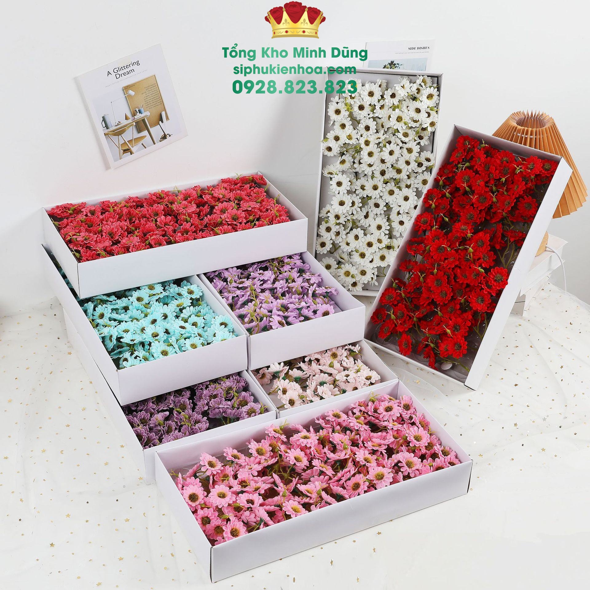 Hoa Sáp Cúc Hoạ Mi Cao Cấp (Hộp 50 Bông) - Sỉ Phụ Kiện Hoa Hoa Sáp Cúc Hoạ Mi Cao Cấp (Hộp 50 Bông)