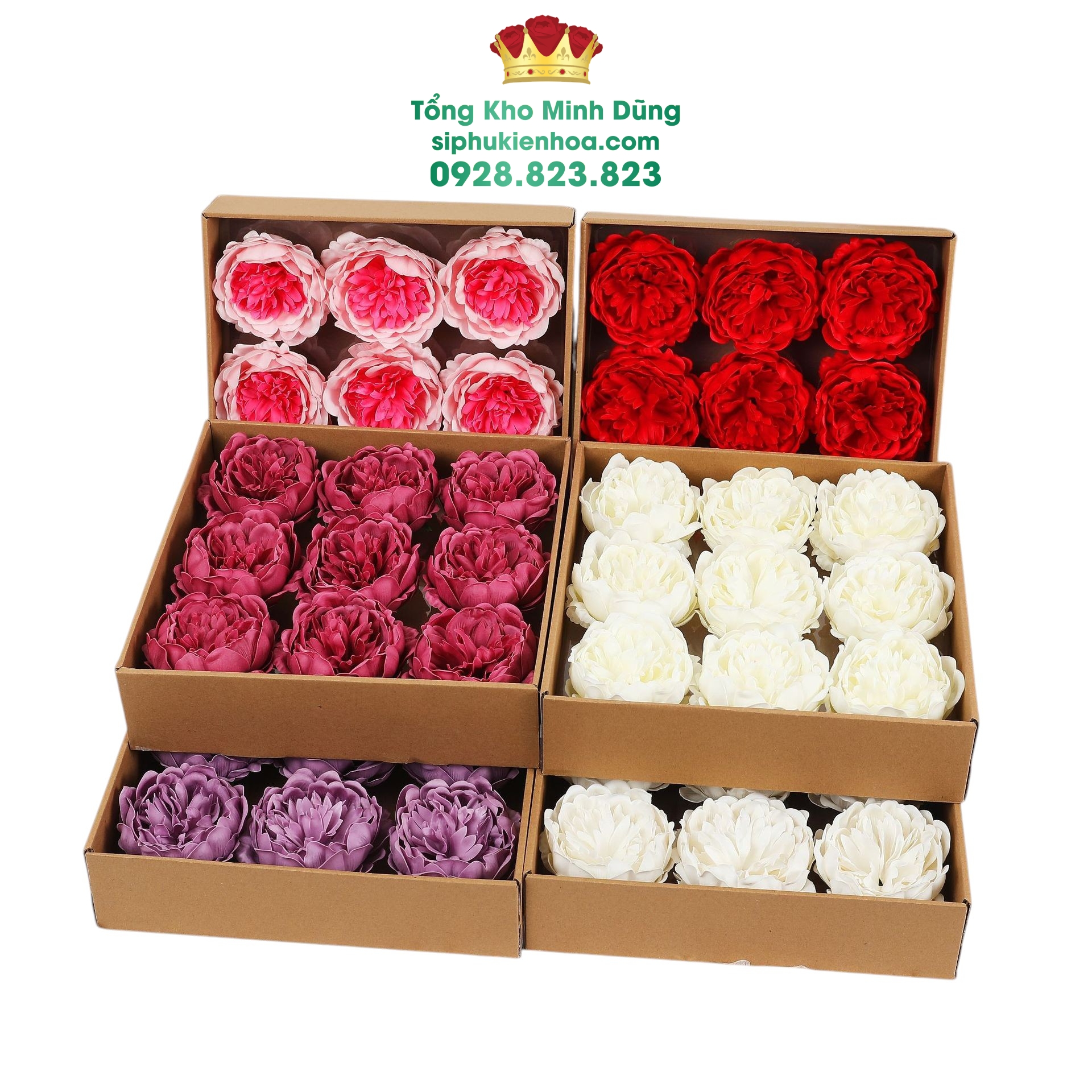 Hoa Mẫu Đơn Cao Cấp (Hộp 9B) - Sỉ Phụ Kiện Hoa Hoa Mẫu Đơn Cao Cấp (Hộp 9B)