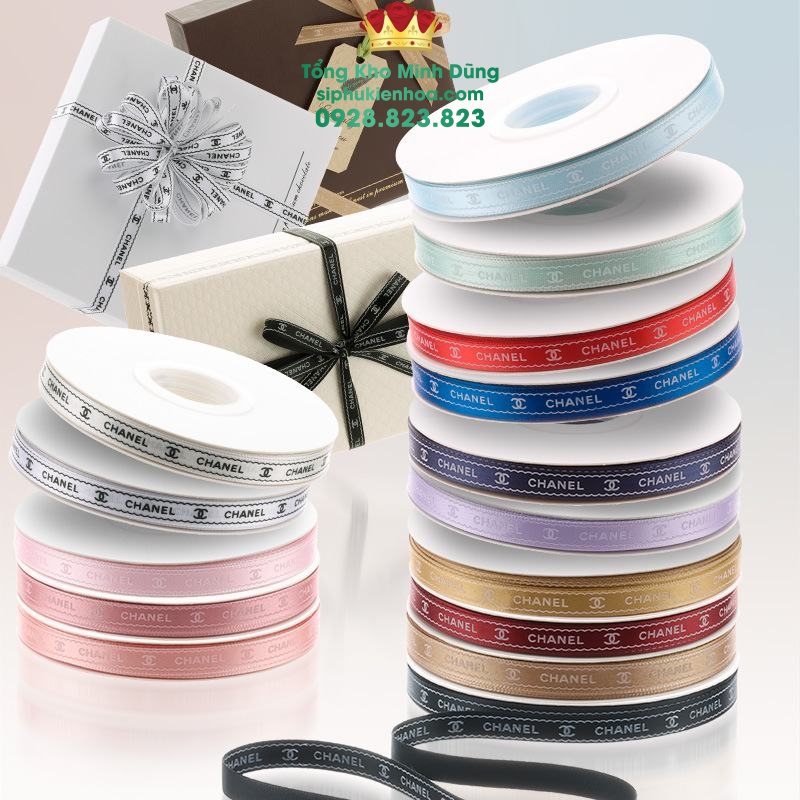 Ruy Băng Chữ Chanel 1Cm Cao Cấp - Sỉ Phụ Kiện Hoa Ruy Băng Chữ Chanel 1Cm Cao Cấp - Ảnh 2