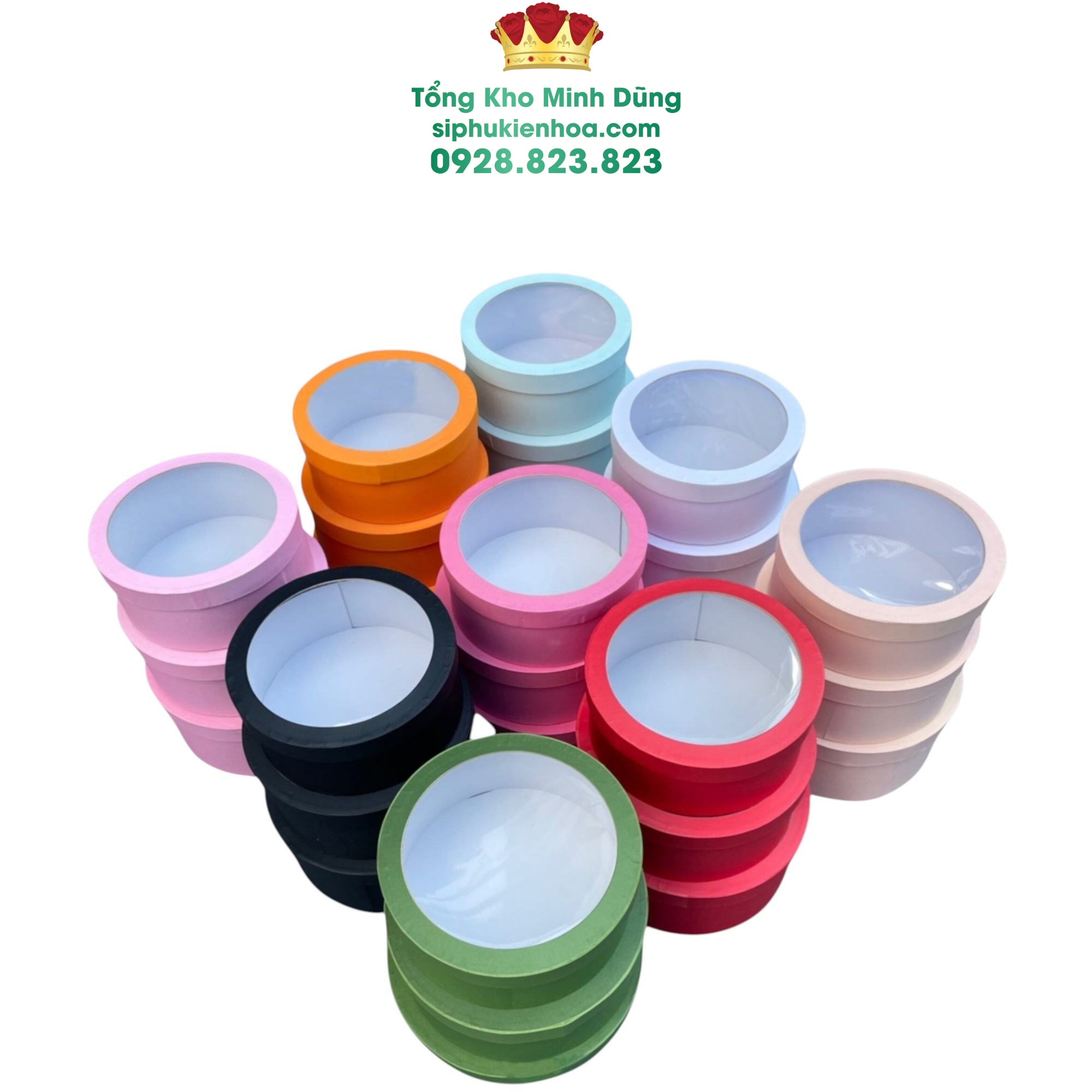 Set 3H Trụ Tròn Nắp Mika Cao Cấp - Sỉ Phụ Kiện Hoa Set 3H Trụ Tròn Nắp Mika Cao Cấp