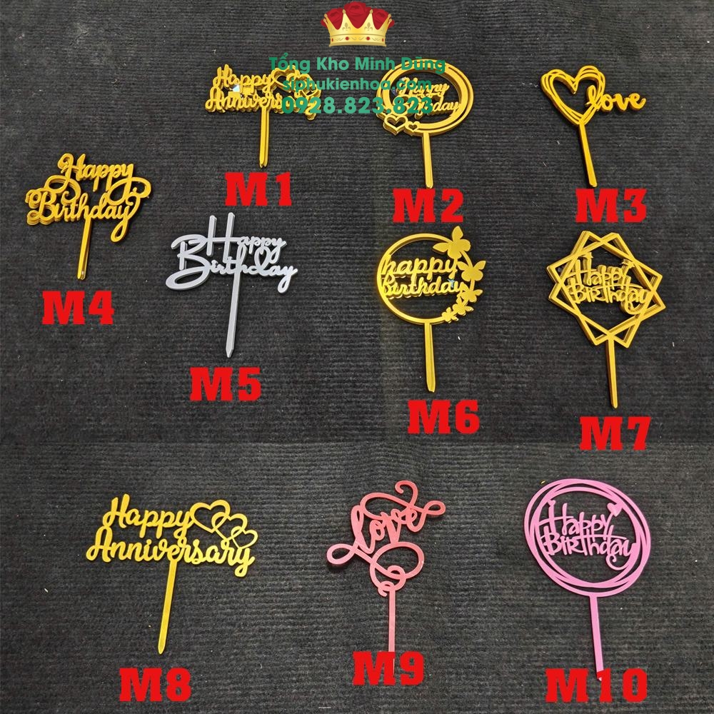 Toper Chữ Nhựa Cao Cấp (Set 10 Cái) - Sỉ Phụ Kiện Hoa Toper Chữ Nhựa Cao Cấp (Set 10 Cái)