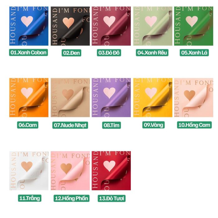 Giấy 1 Mặt Họa Tiết Viền Chữ Love Thousand Cao Cấp - 02.Đen