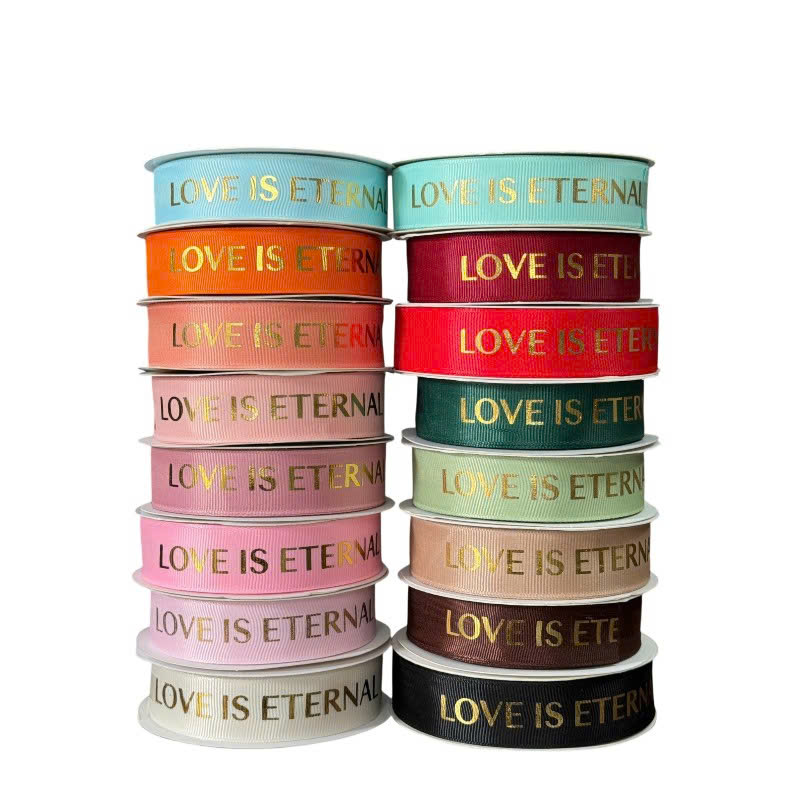 Ruy Băng Chữ Nhũ Vàng 2,5Cm Love Is Eternal Cao Cấp - Sỉ Phụ Kiện Hoa Ruy Băng Chữ Nhũ Vàng 2,5Cm Love Is Eternal Cao Cấp