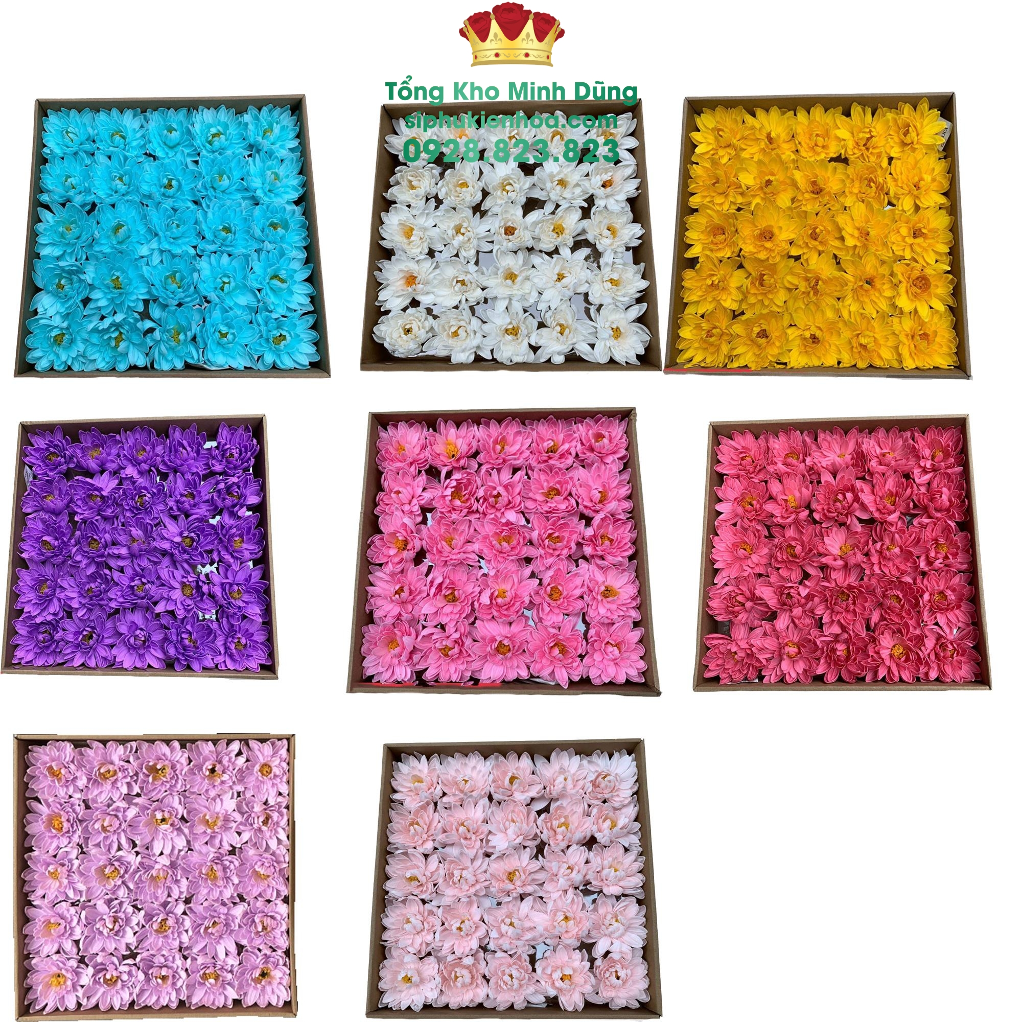 Đầu Bông Hoa Cúc Dalia Cao Cấp ( Hộp 25 Bông) - Sỉ Phụ Kiện Hoa Đầu Bông Hoa Cúc Dalia Cao Cấp ( Hộp 25 Bông)