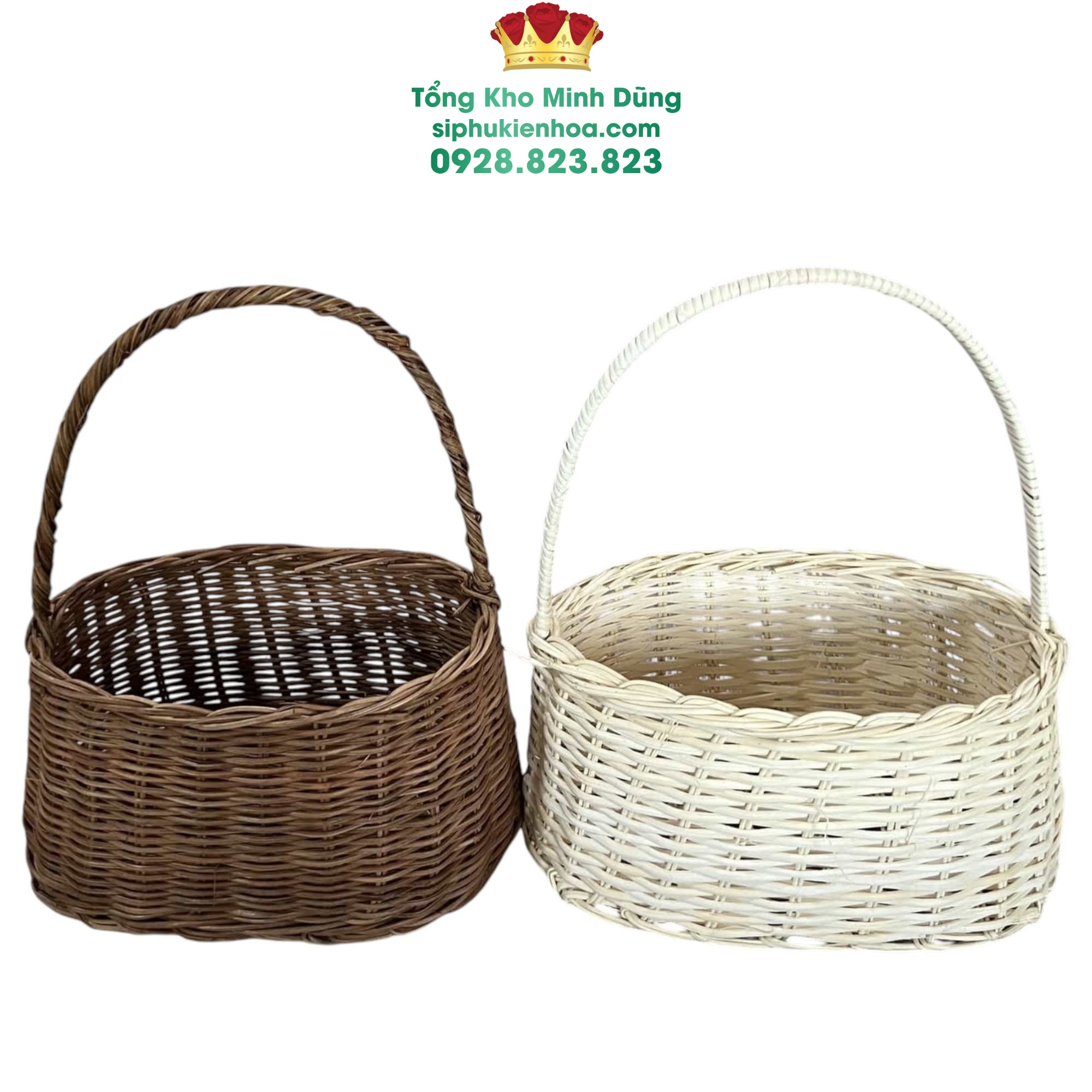 Giỏ Mây Cắm Hoa Cao Cấp - Sỉ Phụ Kiện Hoa Giỏ Mây Cắm Hoa Cao Cấp