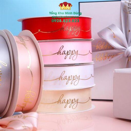 Ruy Băng Lụa Chữ Nhũ Vàng Happy Cao Cấp - Ảnh 2