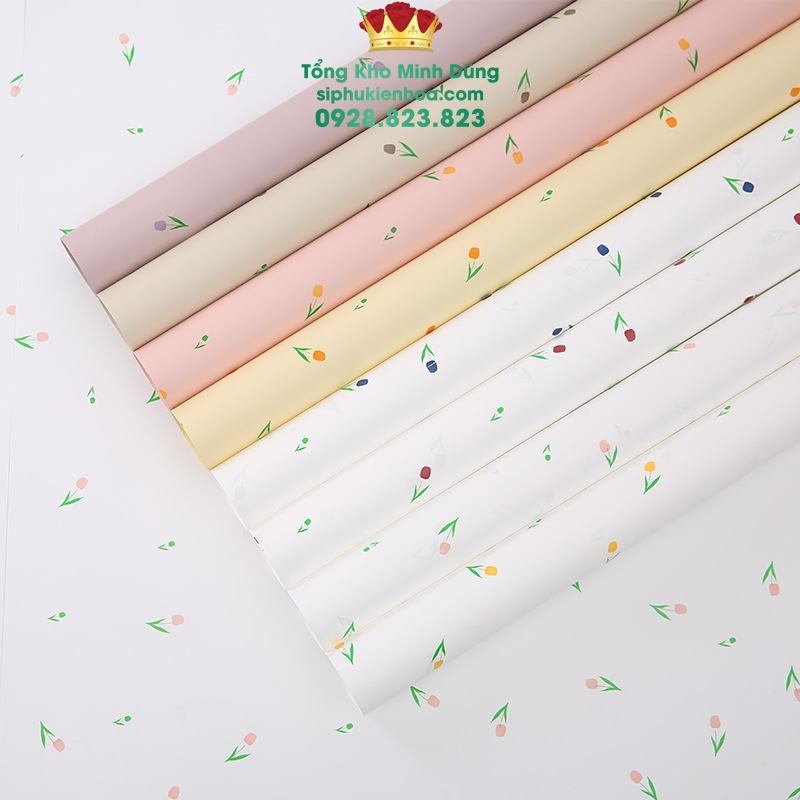 Giấy 1 Mặt Họa Tiết Tulip Cao Cấp - Sỉ Phụ Kiện Hoa Giấy 1 Mặt Họa Tiết Tulip Cao Cấp