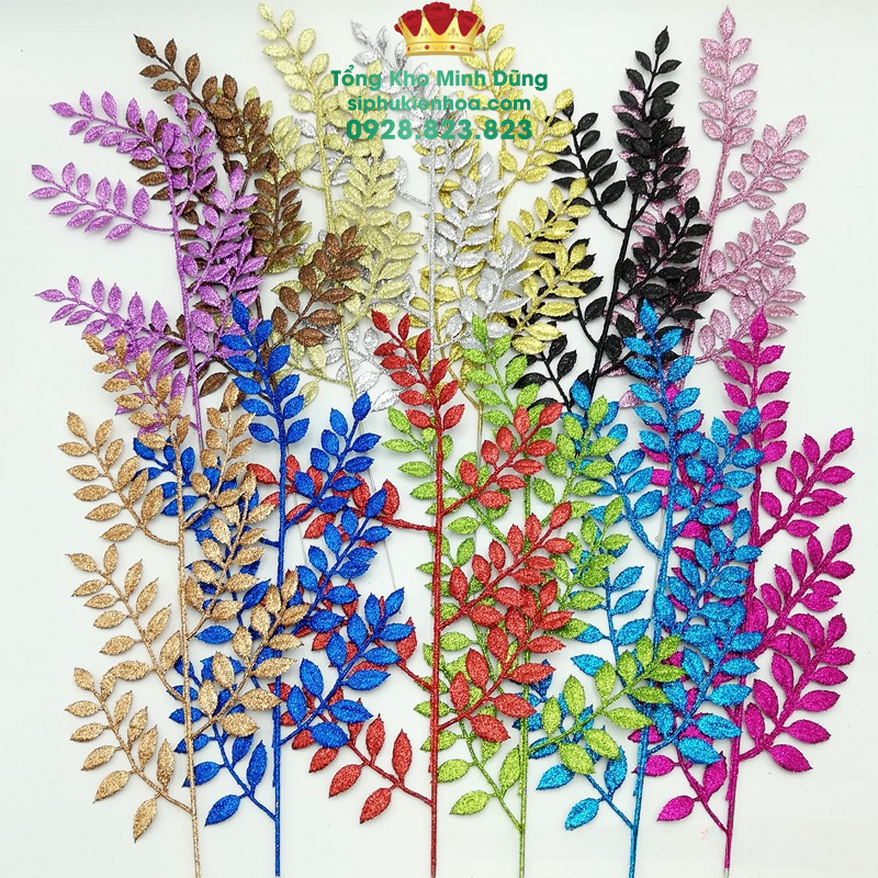 Lá Me Nhũ Vàng Set 10 cái - Sỉ Phụ Kiện Hoa Lá Me Nhũ Vàng Set 10 cái