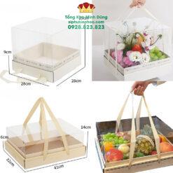 Hộp Đựng Hoa Quả Ft Fresh Có Quai Xách Màu Kem Cao Cấp (Set 5 Cái)