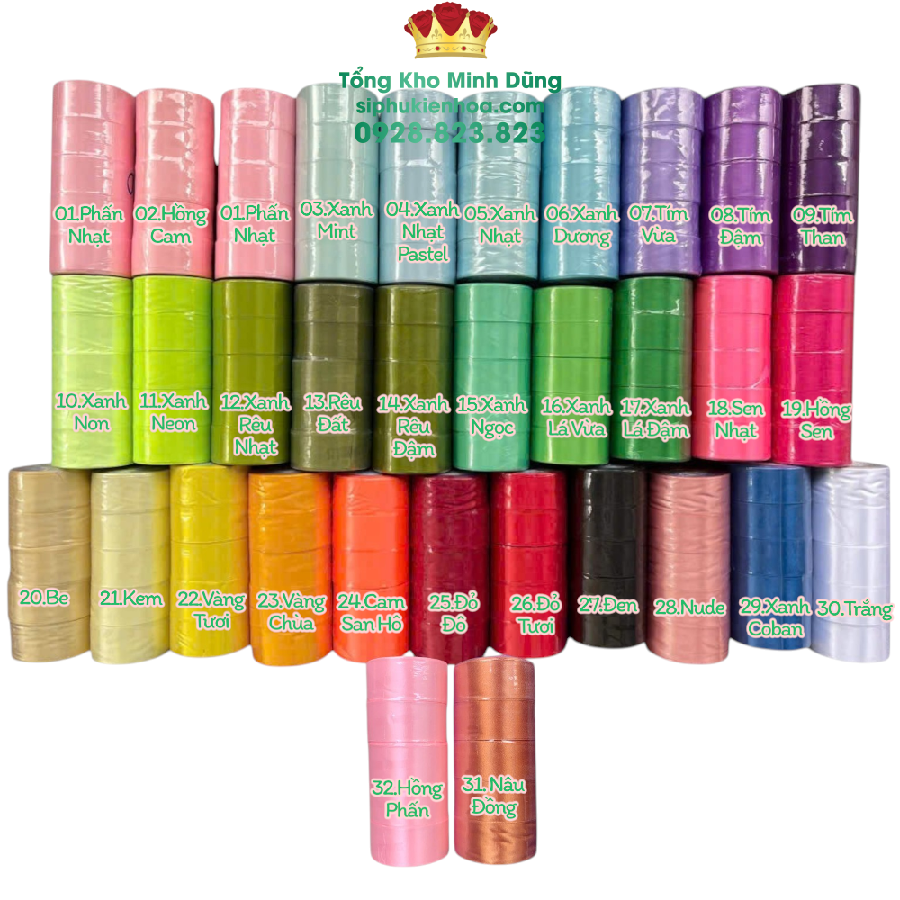 Ruy Băng Lụa Trơn 4Cm Cao Cấp - Sỉ Phụ Kiện Hoa Ruy Băng Lụa Trơn 4Cm Cao Cấp - Ảnh 2