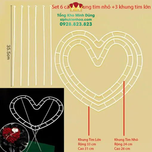 Khung Tim Nhựa Bó Hoa Cao Cấp (Set 6 Khung)