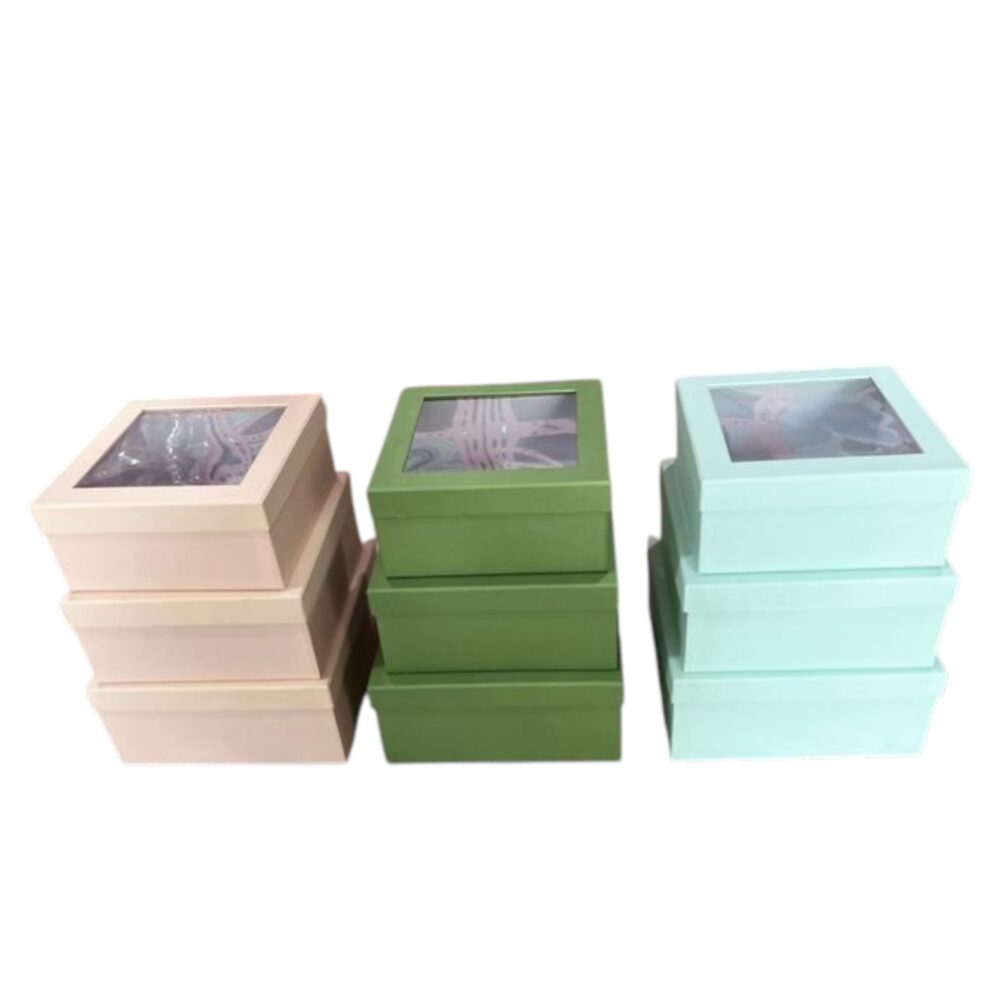 Set 3 Hộp Vuông Nắp Mika Cao Cấp