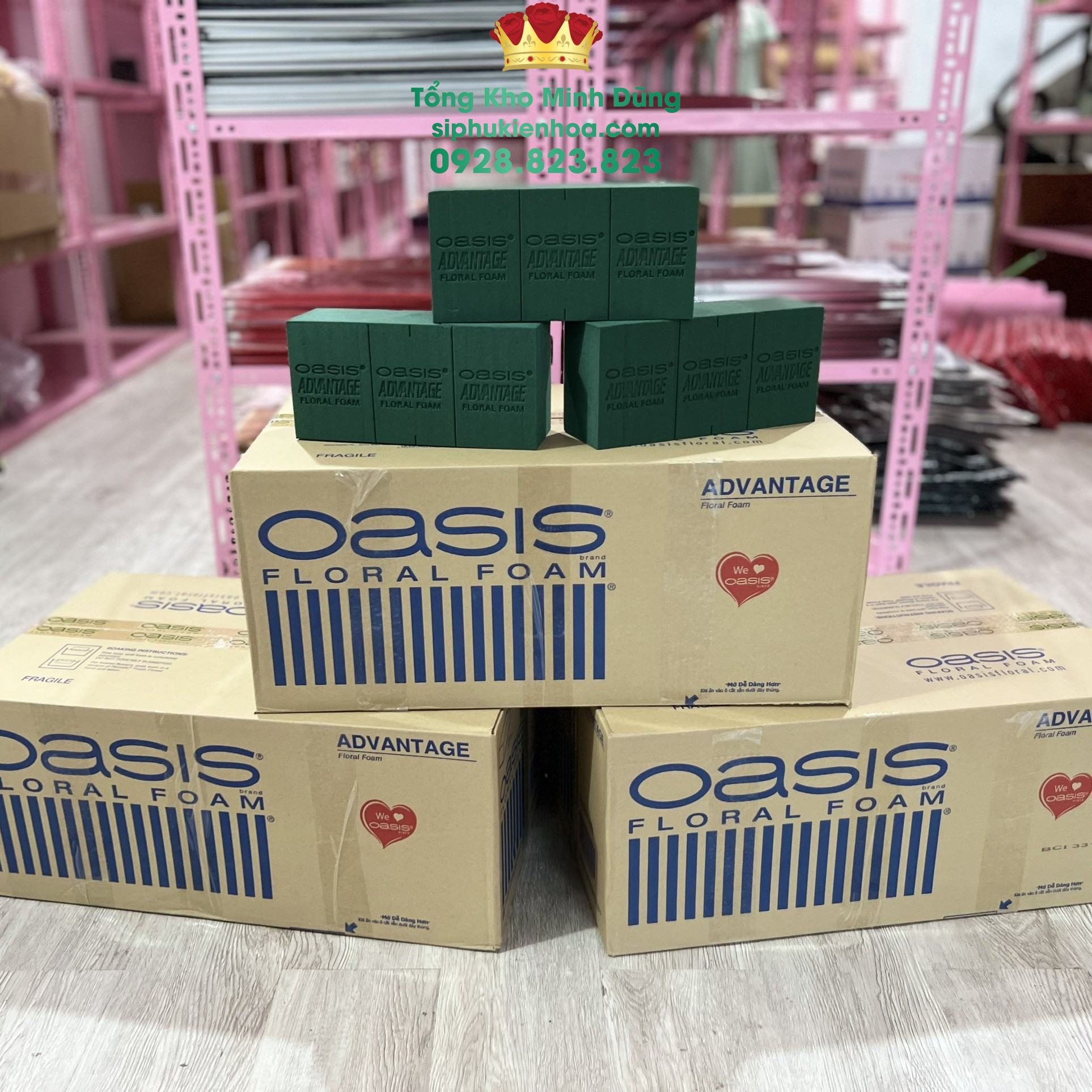 Thùng Xốp Malay Oasis Cao Cấp (Xốp Xanh Cao Cấp) - Sỉ Phụ Kiện Hoa Thùng Xốp Malay Oasis Cao Cấp (Xốp Xanh Cao Cấp)