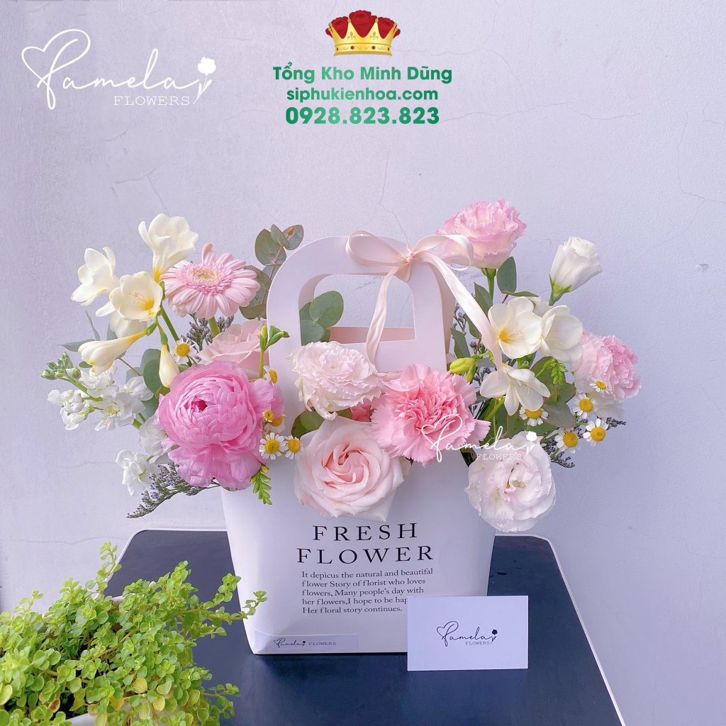 Giỏ Cắm Hoa Fresh Flower Cao Cấp - Sỉ Phụ Kiện Hoa Giỏ Cắm Hoa Fresh Flower Cao Cấp - Ảnh 4