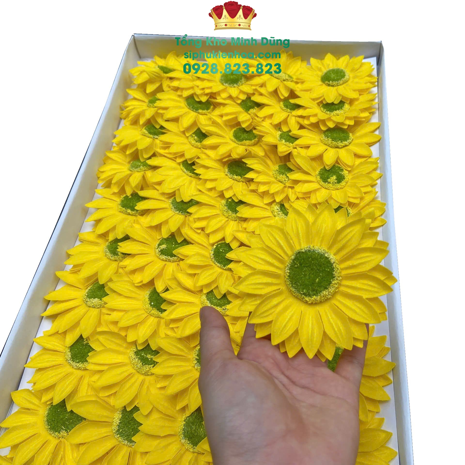 Đầu Bông Hướng Dương Nhụy Xanh Cao Cấp - Sỉ Phụ Kiện Hoa Đầu Bông Hướng Dương Nhụy Xanh Cao Cấp - Ảnh 2