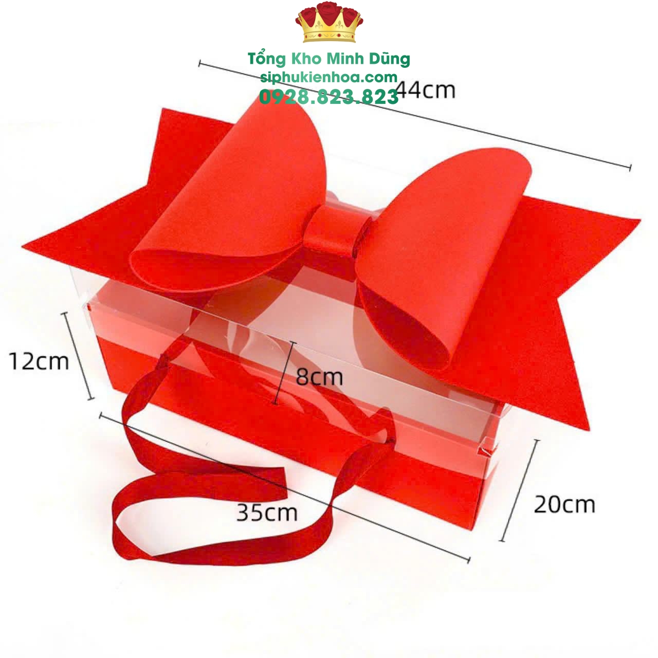 Hộp Mika Nắp Nơ Xốp Cao Cấp (Set 5C) - Sỉ Phụ Kiện Hoa Hộp Mika Nắp Nơ Xốp Cao Cấp (Set 5C)