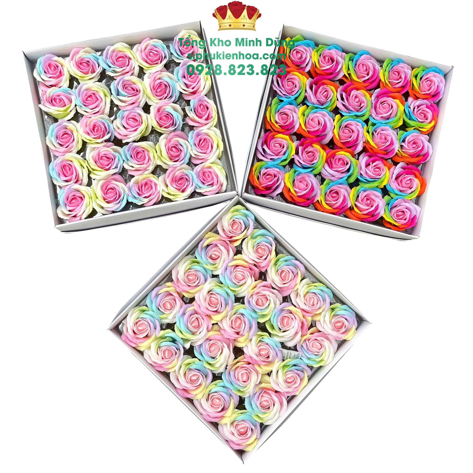 Hoa Sáp Cầu Vồng 25B Cao Cấp - Sỉ Phụ Kiện Hoa Hoa Sáp Cầu Vồng 25B Cao Cấp