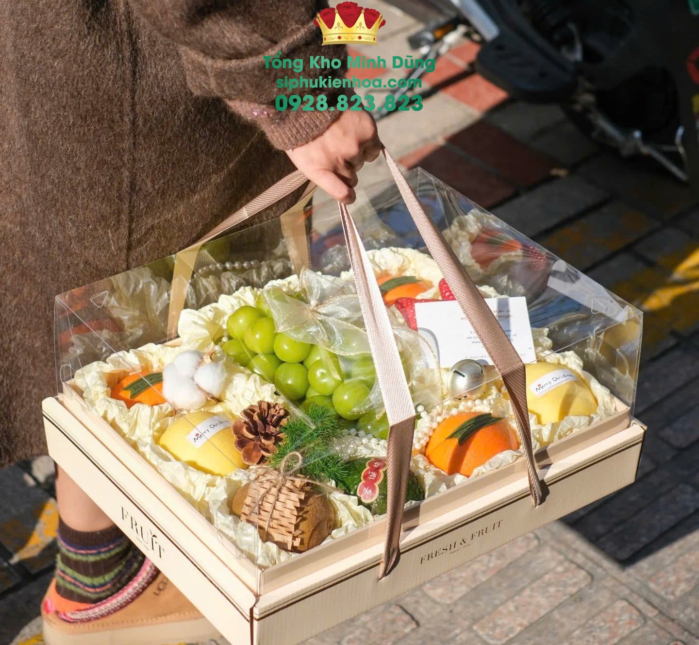 Hộp Đựng Hoa Quả Ft Fresh Có Quai Xách Màu Kem Cao Cấp (Set 5 Cái) - Sỉ Phụ Kiện Hoa Hộp Đựng Hoa Quả Ft Fresh Có Quai Xách Màu Kem Cao Cấp (Set 5 Cái) - Ảnh 3