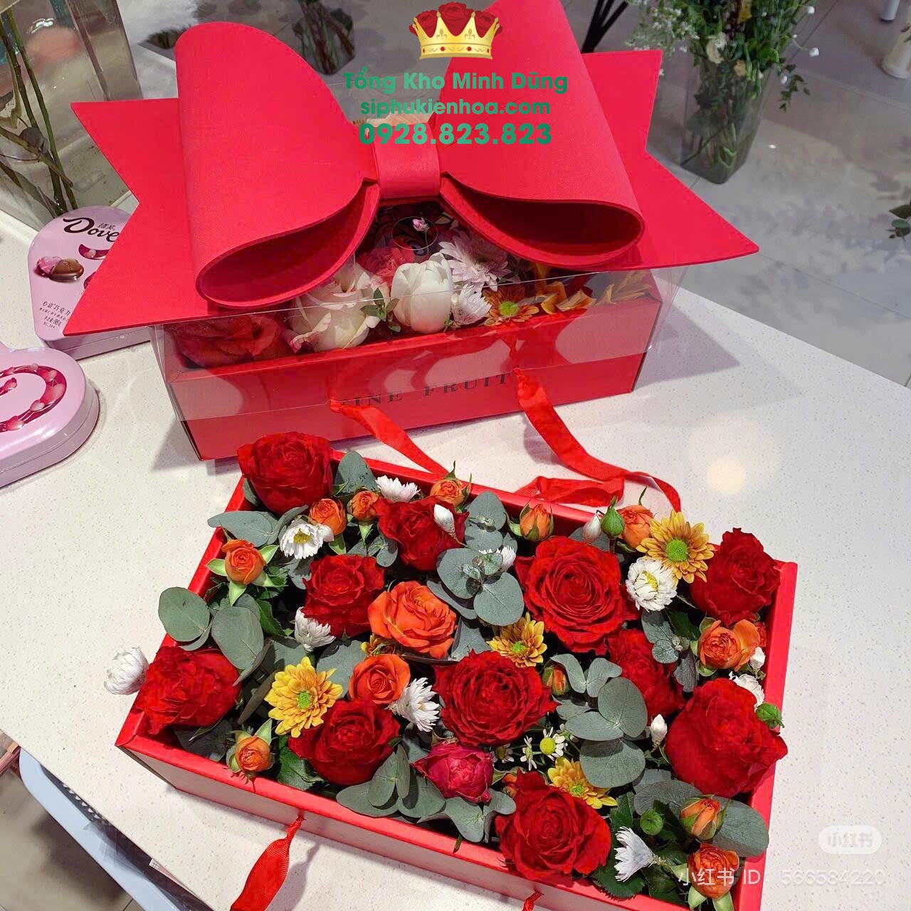 Hộp Mika Nắp Nơ Xốp Cao Cấp (Set 5C) - Sỉ Phụ Kiện Hoa Hộp Mika Nắp Nơ Xốp Cao Cấp (Set 5C) - Ảnh 2