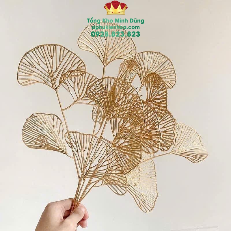 Cành Rẽ Quạt Ánh Đồng Set 10 cành - Sỉ Phụ Kiện Hoa Cành Rẽ Quạt Ánh Đồng Set 10 cành