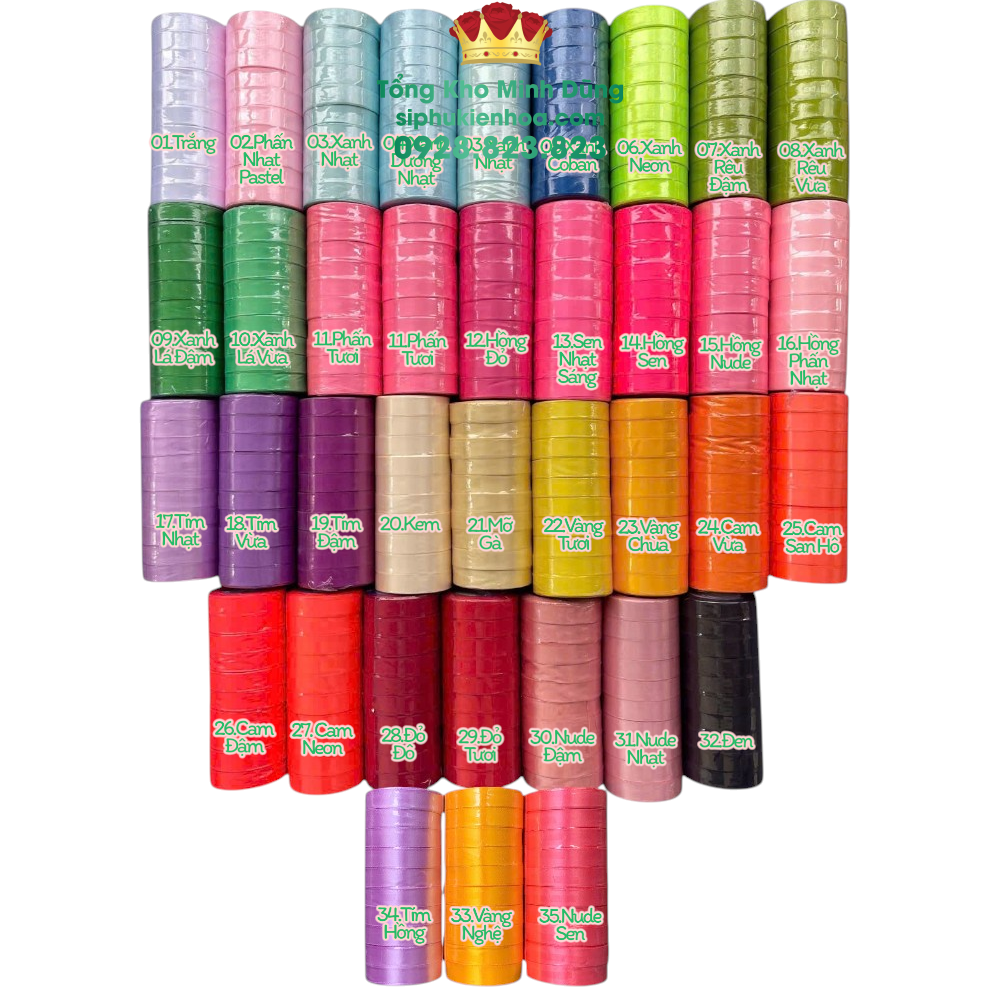 Ruy Băng Lụa Trơn 2Cm Cao Cấp - Sỉ Phụ Kiện Hoa Ruy Băng Lụa Trơn 2Cm Cao Cấp - Ảnh 2