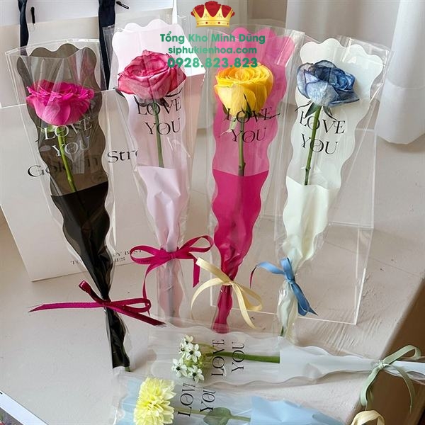 Túi Đựng Hoa 1 Bông Cao Cấp: Love You Gợn Sóng - Sỉ Phụ Kiện Hoa Túi Đựng Hoa 1 Bông Cao Cấp: Love You Gợn Sóng - Ảnh 2