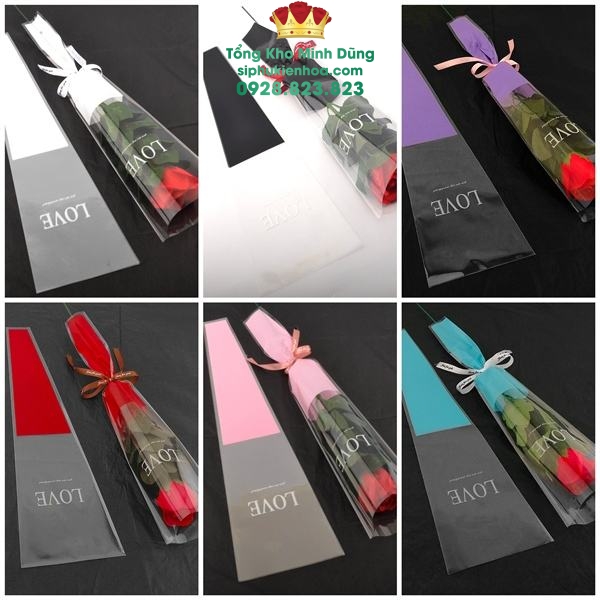 Túi Đựng Hoa 1 Bông Cao Cấp: Love - Sỉ Phụ Kiện Hoa Túi Đựng Hoa 1 Bông Cao Cấp: Love