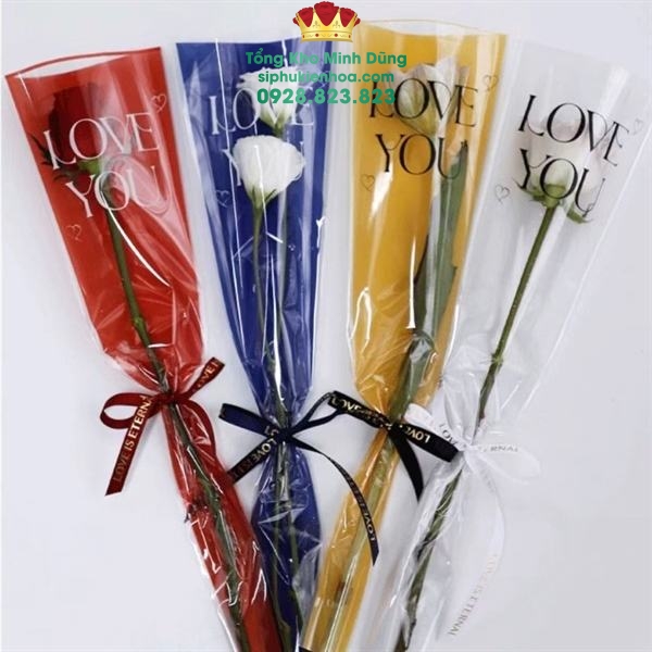 Túi Đựng Hoa 1 Bông Cao Cấp: Love You + 2 Trái Tim - Sỉ Phụ Kiện Hoa Túi Đựng Hoa 1 Bông Cao Cấp: Love You + 2 Trái Tim - Ảnh 2