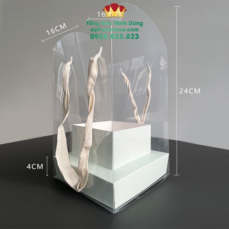 Giỏ Mika Trụ Vuông Quai Xách Cao Cấp (Set 5 Cái) - Sỉ Phụ Kiện Hoa Giỏ Mika Trụ Vuông Quai Xách Cao Cấp (Set 5 Cái) - Ảnh 2
