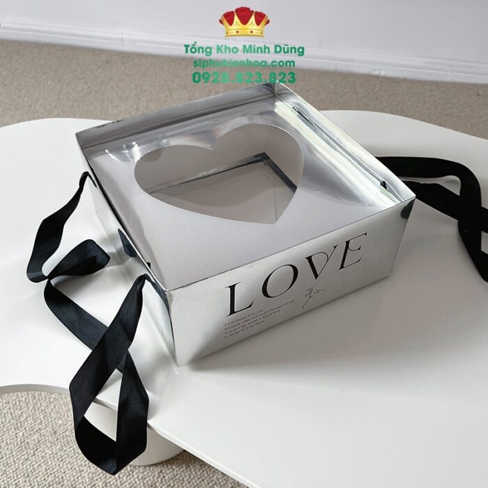 Hộp Tim Bạc Chữ Love Cao Cấp (Set 2 Cái)