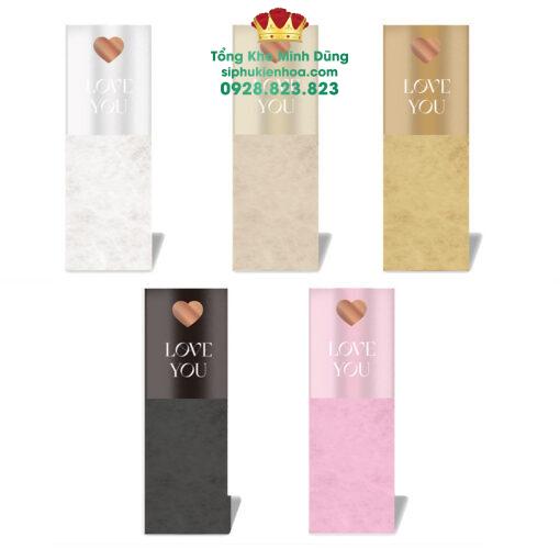 Túi Đựng Hoa 1 Bông Cao Cấp: Love You Tim Đồng