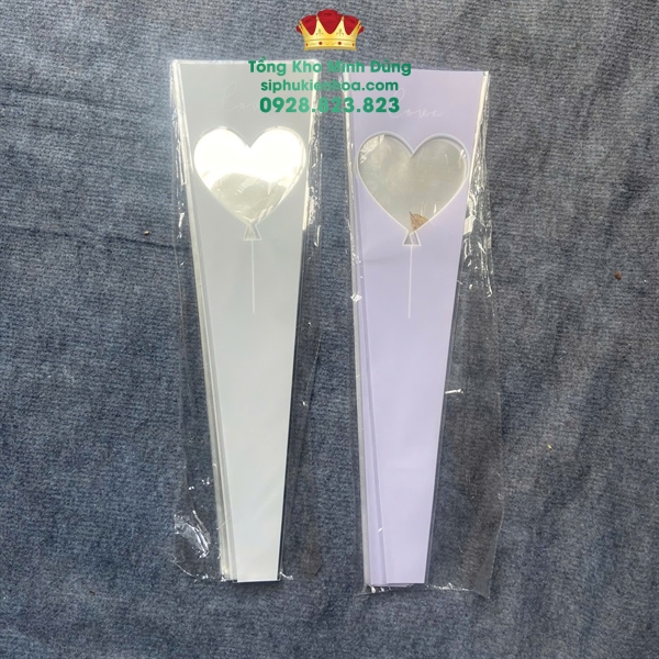 Túi Đựng Hoa 1 Bông Cao Cấp: Bóng Trái Tim - Sỉ Phụ Kiện Hoa Túi Đựng Hoa 1 Bông Cao Cấp: Bóng Trái Tim