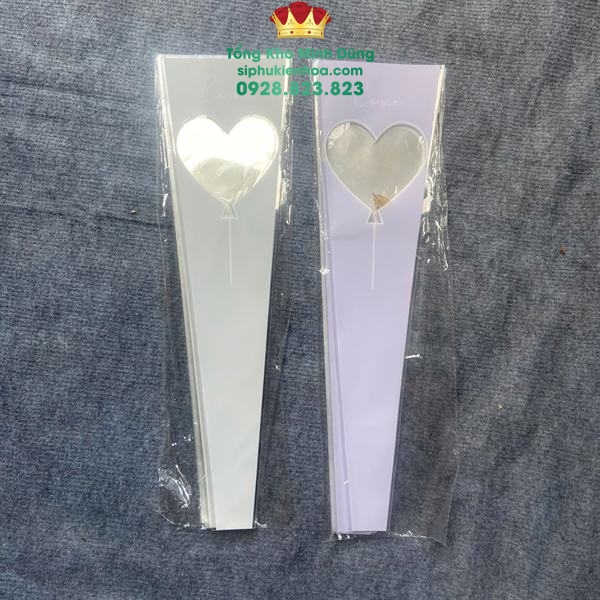 Túi Đựng Hoa 1 Bông Cao Cấp: Bóng Trái Tim - Sỉ Phụ Kiện Hoa Túi Đựng Hoa 1 Bông Cao Cấp: Bóng Trái Tim