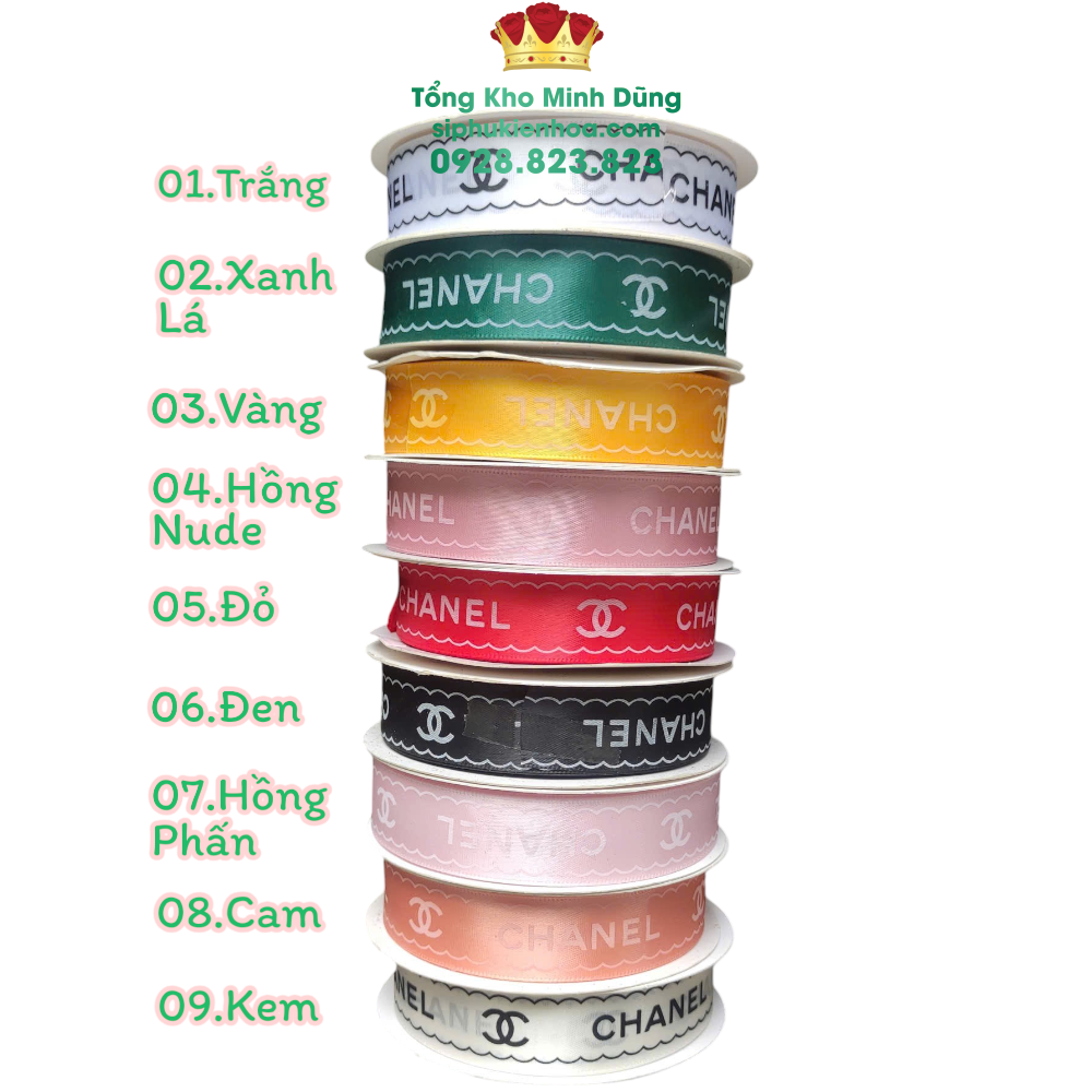 Ruy Băng Lụa Chữ Chanel 2,5Cm Cao Cấp - Sỉ Phụ Kiện Hoa Ruy Băng Lụa Chữ Chanel 2,5Cm Cao Cấp - Ảnh 3