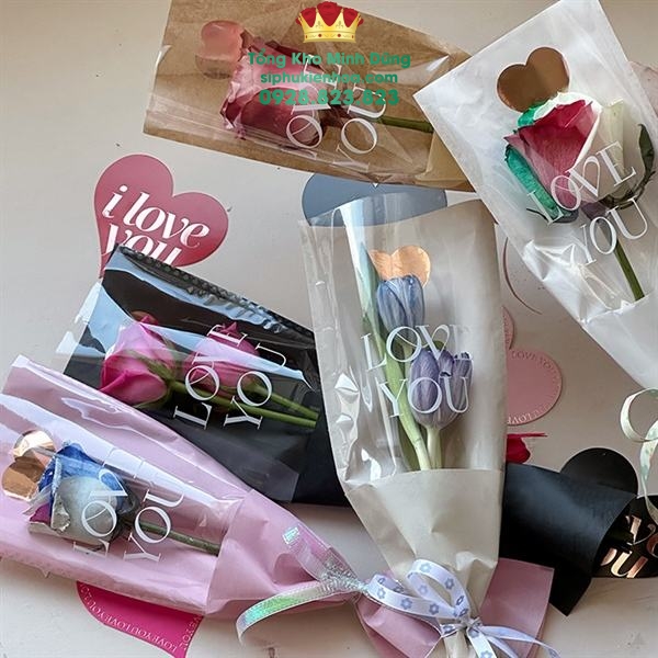 Túi Đựng Hoa 1 Bông Cao Cấp: Love You Tim Đồng - Sỉ Phụ Kiện Hoa Túi Đựng Hoa 1 Bông Cao Cấp: Love You Tim Đồng - Ảnh 2