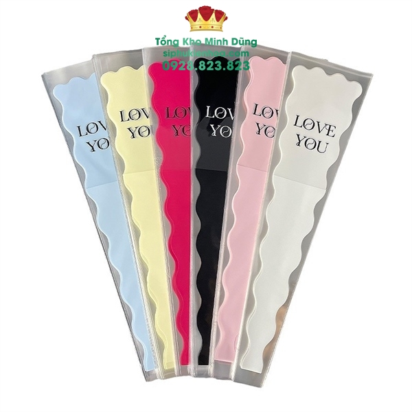 Túi Đựng Hoa 1 Bông Cao Cấp: Love You Gợn Sóng - Sỉ Phụ Kiện Hoa Túi Đựng Hoa 1 Bông Cao Cấp: Love You Gợn Sóng