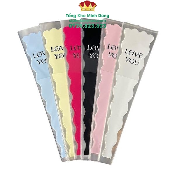 Túi Đựng Hoa 1 Bông Cao Cấp: Love You Gợn Sóng - Sỉ Phụ Kiện Hoa Túi Đựng Hoa 1 Bông Cao Cấp: Love You Gợn Sóng