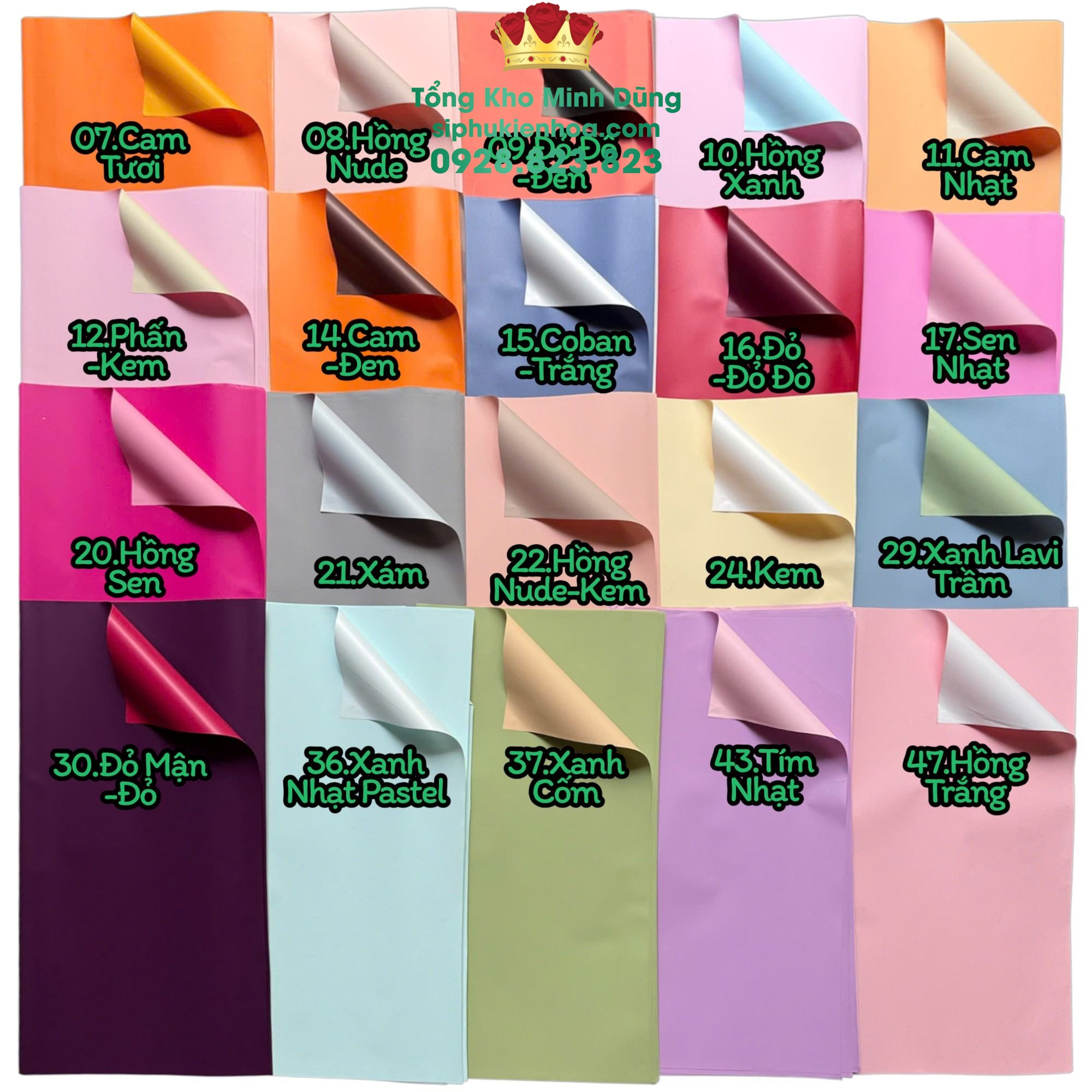 Giấy 2m trơn gói hoa cao cấp - Bảng màu cơ bản - Sỉ Phụ Kiện Hoa Giấy 2m trơn gói hoa cao cấp - Bảng màu cơ bản - Ảnh 3