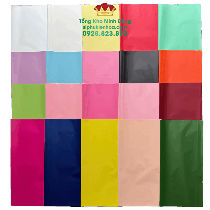 Tổng Kho Minh Dũng - Sỉ Phụ Kiện Hoa Giấy 1m bóng mờ trơn gói hoa cao cấp - Bảng màu cơ bản