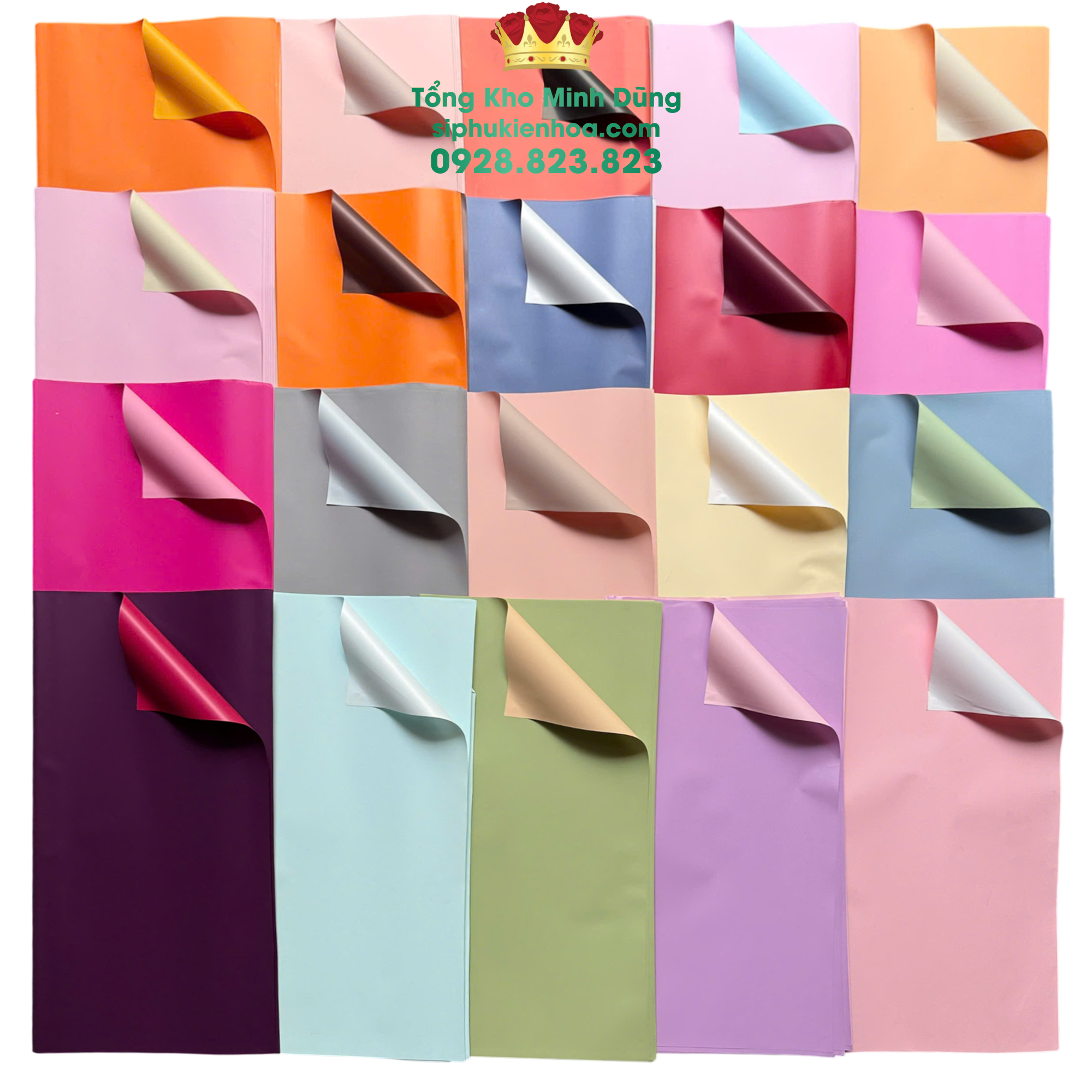 Giấy 2m trơn gói hoa cao cấp - Bảng màu cơ bản - Sỉ Phụ Kiện Hoa Giấy 2m trơn gói hoa cao cấp - Bảng màu cơ bản