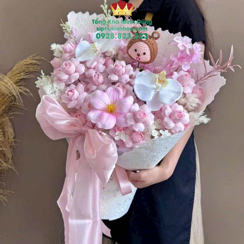 Đầu Bông Hoa sáp Nụ Hồng - Sỉ Phụ Kiện Hoa Đầu Bông Hoa sáp Nụ Hồng - Ảnh 4