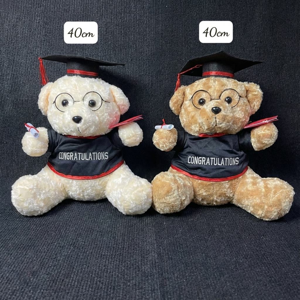 Gấu Bông Tốt Nghiệp Lông Xù size 40cm - Sỉ Phụ Kiện Hoa Gấu Bông Tốt Nghiệp Lông Xù size 40cm