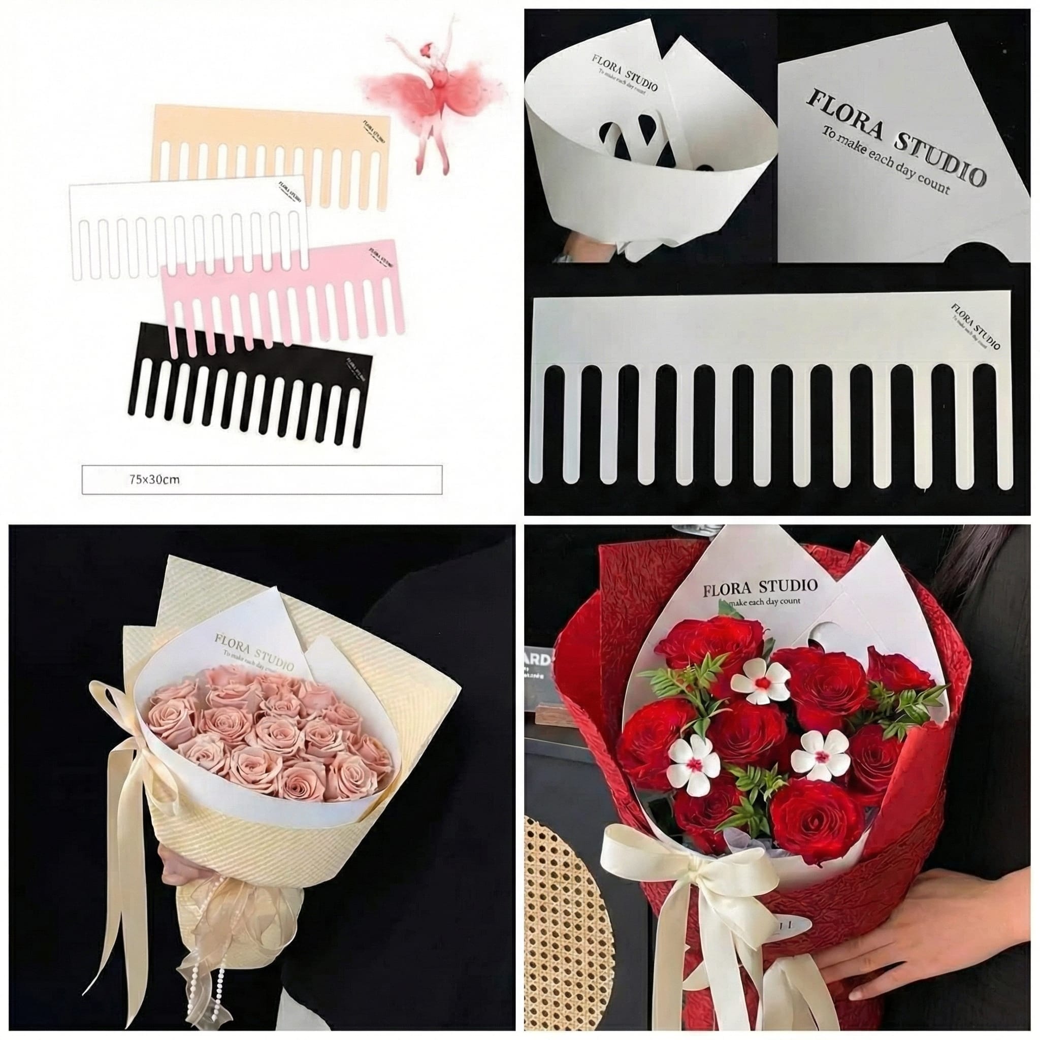 Cốt Răng Lược Flora Studio(Tập 5 tờ) - Sỉ Phụ Kiện Hoa Cốt Răng Lược Flora Studio(Tập 5 tờ)