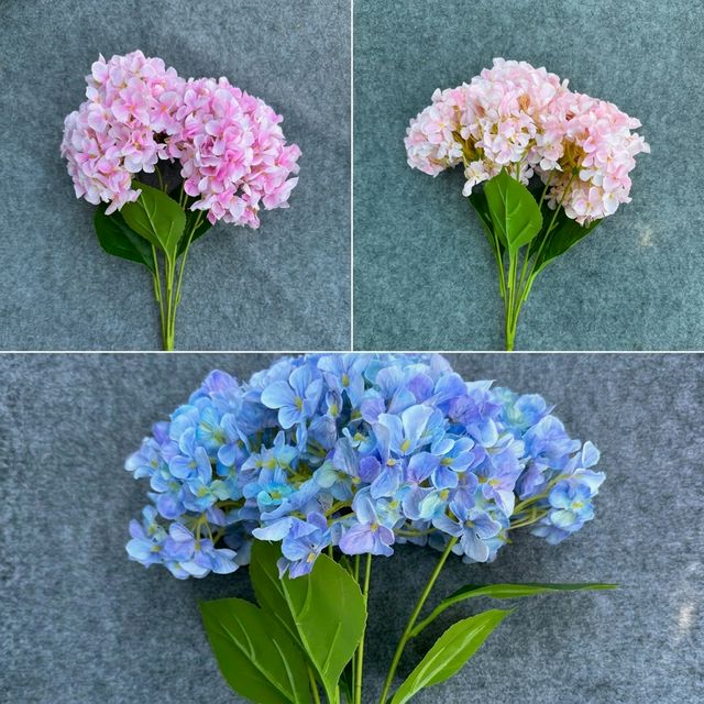 Cành Tú Cầu Cụm Trung 3D Vip (Cành Ngắn 5 Bông)